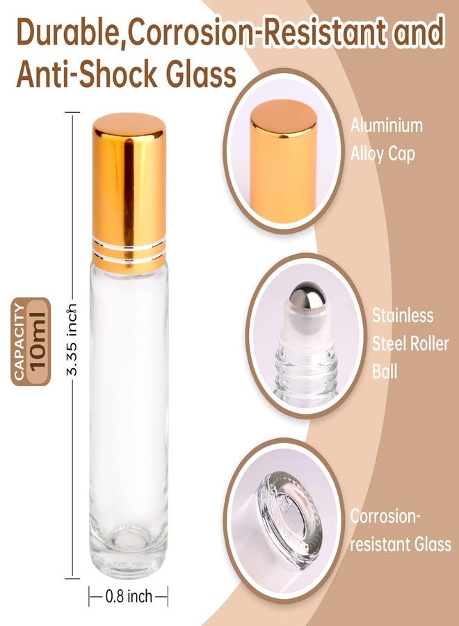 inice 10ml Roller Bottles for Essential Oils Thick Clear Glass Roll on Bottle Applicator Stainless Steel Ball Metal Cap Daily Care (Clear Rolelr Bottles) - Image 2